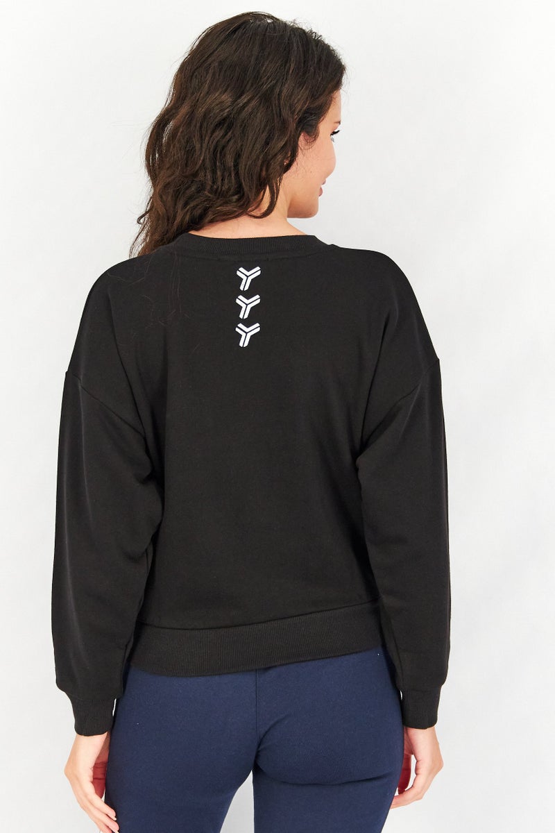 JOHN RICHMOND Women Sportswear Fit Long Sleeves Sweatshirt, Black/White - Image 3