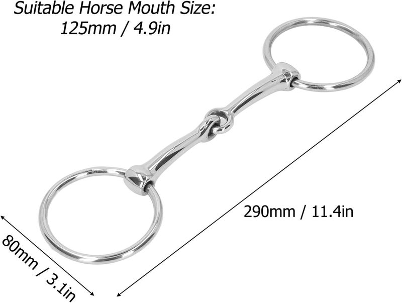 Horse Mouth Bit Stainless Steel Loose Ring Snaffle Bit 125mm, Anti Biting Control, Durable Metal Tack for Western Riding - Comfortable Fit, Horse Friendly Design, Ideal for - Image 3