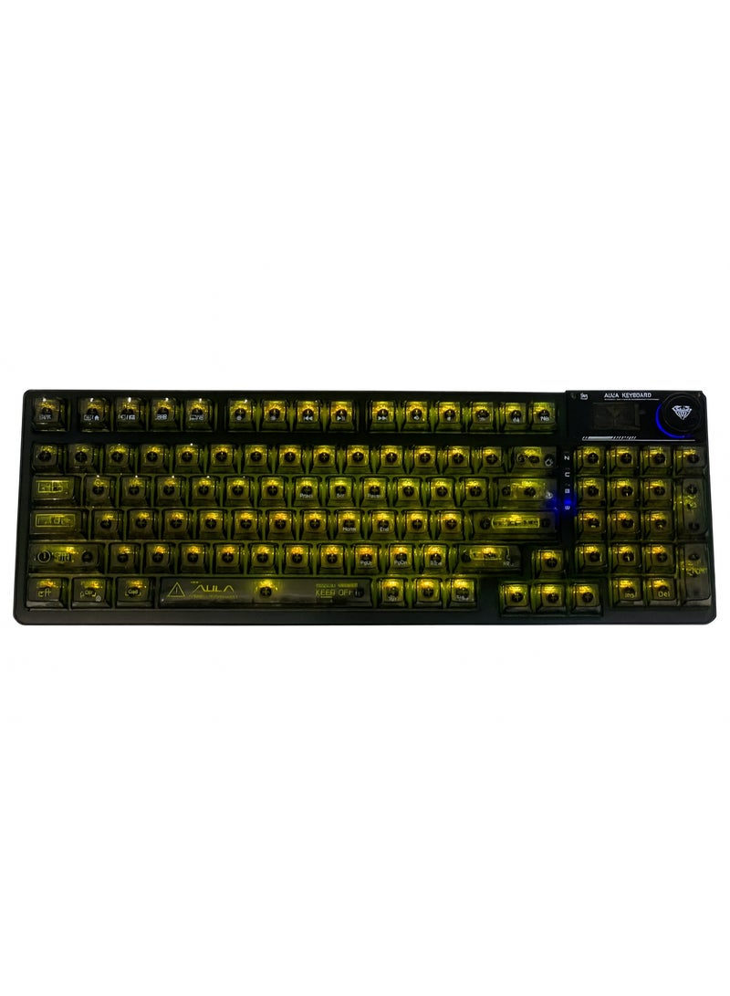AULA F98 Pro Mechanical Keyboard, 95 Keys, RGB Backlight, 2.4G Wireless & Bluetooth, Multimedia Knob - Image 1