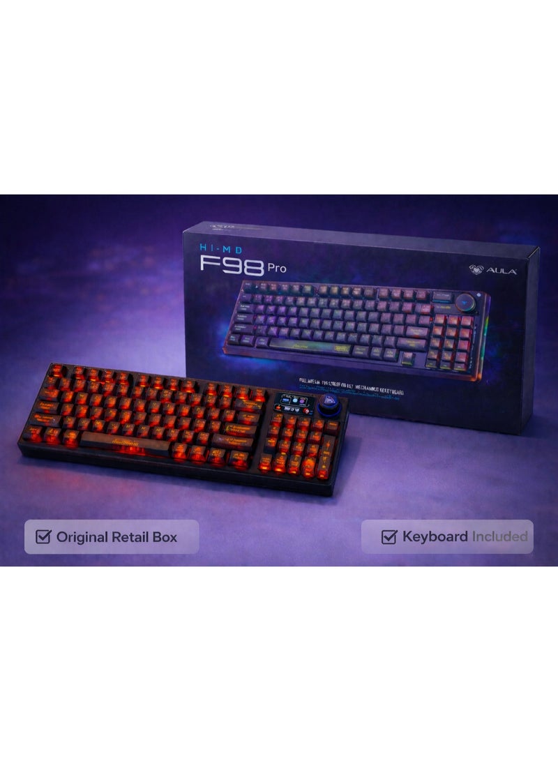 AULA F98 Pro Mechanical Keyboard | 4000 mAh Battery | 95 Keys, RGB Backlight, 2.4G Wireless & Bluetooth, Multimedia Knob - Image 5