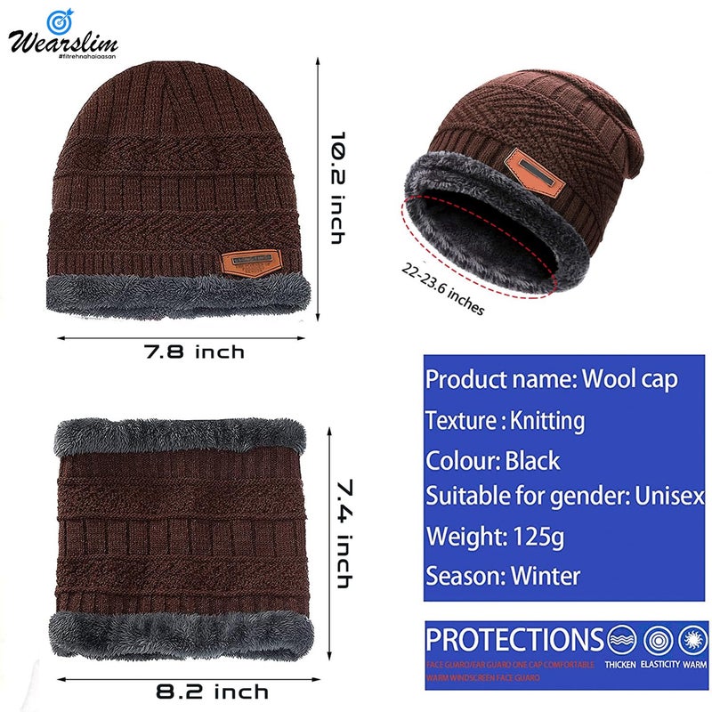 Wearslim قبعات صوف دافئة ®، قبعة رأس مع دافئ للرقبة مجموعة قبعات شتوية وشالات للرجال والنساء - Image 5