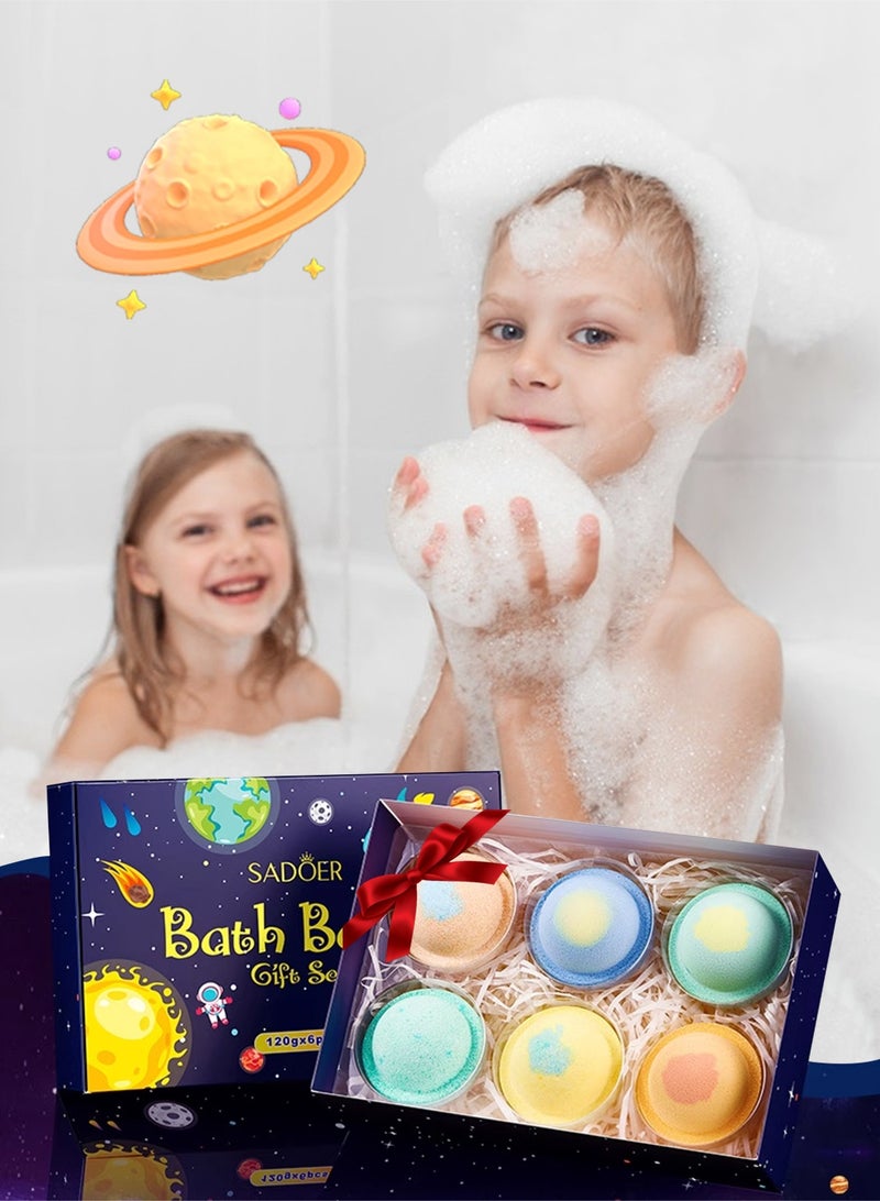 SADOER Galaxy Bath Bombs for Kids , 6 Pack Planet Bath Bombs Large Bubble Bath Bombs for Kids - Fruity Scents, Fizzies,Birthday Christmas,Holiday Gifts for Boys Girls - Image 2