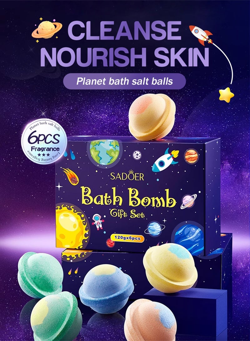 SADOER Galaxy Bath Bombs for Kids , 6 Pack Planet Bath Bombs Large Bubble Bath Bombs for Kids - Fruity Scents, Fizzies,Birthday Christmas,Holiday Gifts for Boys Girls - Image 3