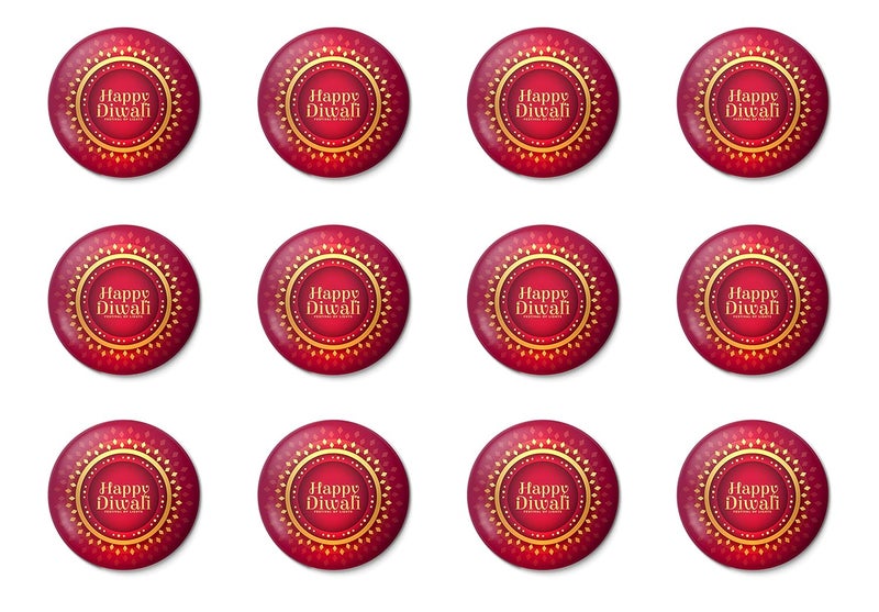 Hubops Diwali badge Round Pin Button Badge for Diwali celebration office school home Events, Gifts Accessories. Happy diwali badge - Image 1