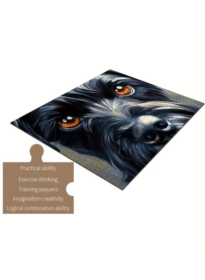 1000 Piece Wooden Jigsaw Puzzle For Adults Big Eyed Black Schnauzer Dog Design - Image 1