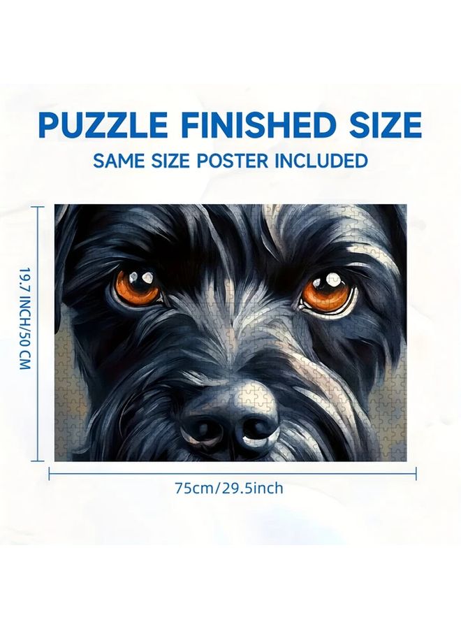 1000 Piece Wooden Jigsaw Puzzle For Adults Big Eyed Black Schnauzer Dog Design - Image 4