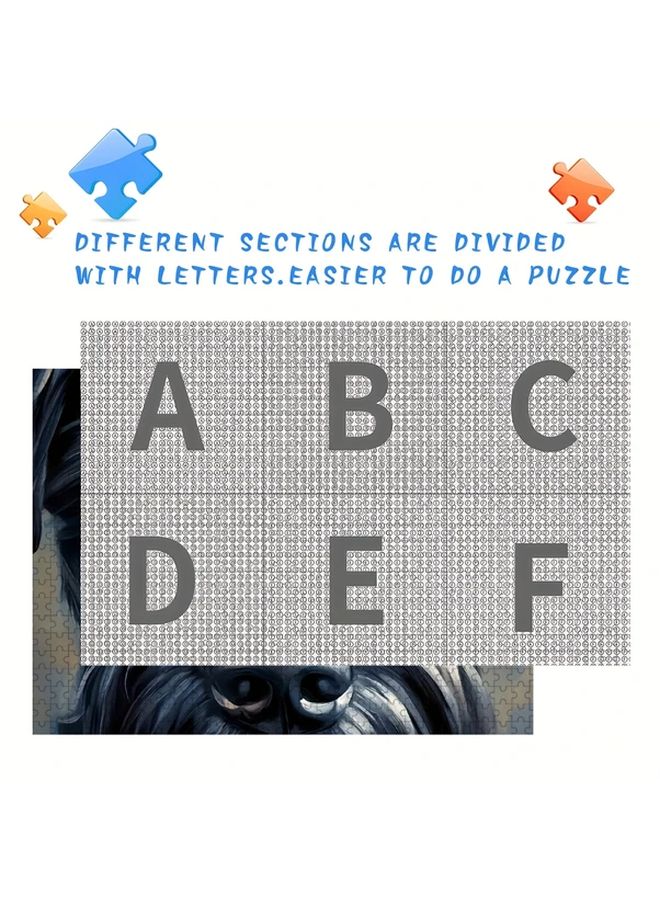 1000 Piece Wooden Jigsaw Puzzle For Adults Big Eyed Black Schnauzer Dog Design - Image 5