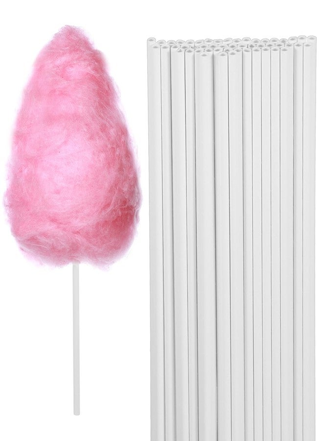 EupHHonycs 50 PCS Cotton Candy Sticks, 13.78 Inch Cotton Candy Sticks White Cotton Candy Holder Solid Color Simple Paper Straws Cones for Birthday Wedding Party, Candy Making - Image 1