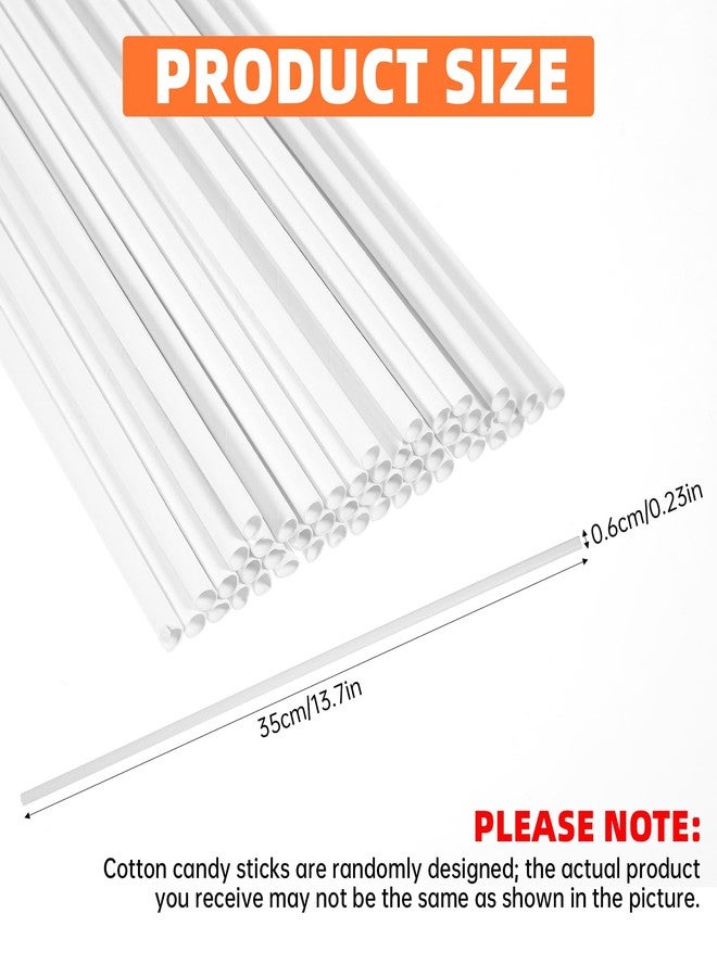 EupHHonycs 50 PCS Cotton Candy Sticks, 13.78 Inch Cotton Candy Sticks White Cotton Candy Holder Solid Color Simple Paper Straws Cones for Birthday Wedding Party, Candy Making - Image 2