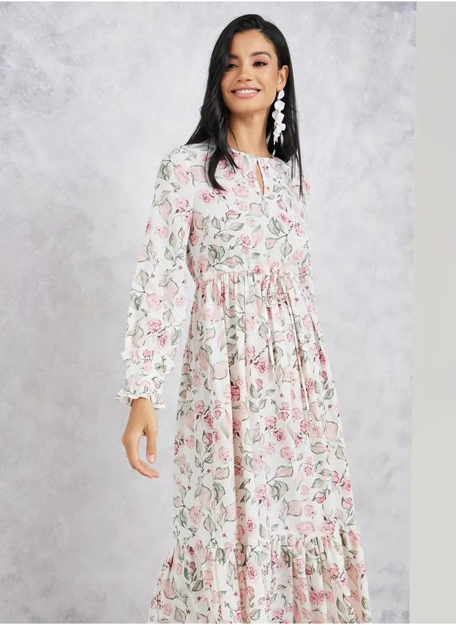 Styli All Over Print A-Line Maxi Dress