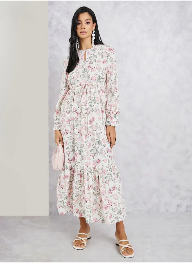 Styli All Over Print A-Line Maxi Dress
