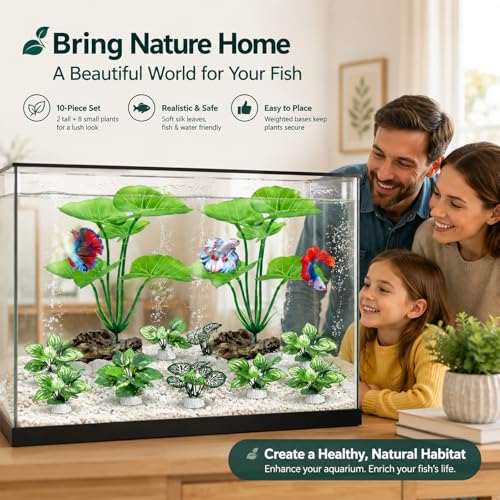 UreverFins 10 Pack Silk Aquarium Plants Fish Tank Decorations - Soft Fin-Safe Fish Tank Plants Large Aquarium Decor for 5-40 Gallon Betta, Goldfish & Reptiles Tanks Accessories - Image 5