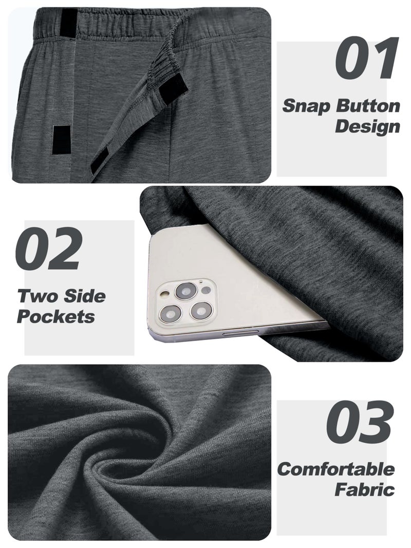 Deyeek Mens Tear Away Pants 2 Side Snap Open Bottom Sweatpants Loose Fit Casual Athletic Post Surgery Pants with Pockets XL Dark Grey - Image 4
