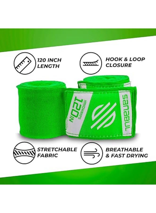 Sanabul  Elastic 120 Inch Boxing Hand Wraps | Kickboxing Handwraps For Boxing Gloves For Men, Women, And Kids | Muay Thai Mma Hand Wraps | Green - Image 5