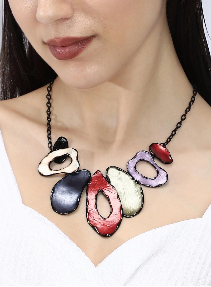 SOHI Women's Stainless Steel The Abstract-Hammered Statement Necklace - Image 2