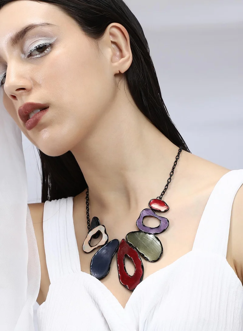 Sohi  Women's Stainless Steel The Abstract-Hammered Statement Necklace for Women | Best Price UAE