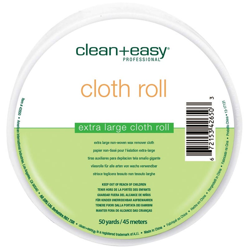 Clean + Easy Extra Large Cloth Wax Strips Roll â€“ Non-Woven Epilating Roll for Hair Removal, Muslin Wax Strips for Body & Legs, 50 Yards - Image 1