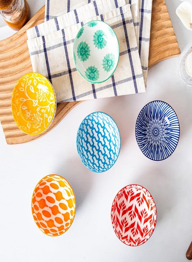 Cerkik Ceramic Dipping Bowls Set - Mini 4 Oz Dessert Bowls - Small 3.5 Inch Porcelain Bowls for Side Dishes, Snack, Yogurt, Appetizer - Microwave Dishwasher Safe - Set of 6 - Assorted Colors - Image 4