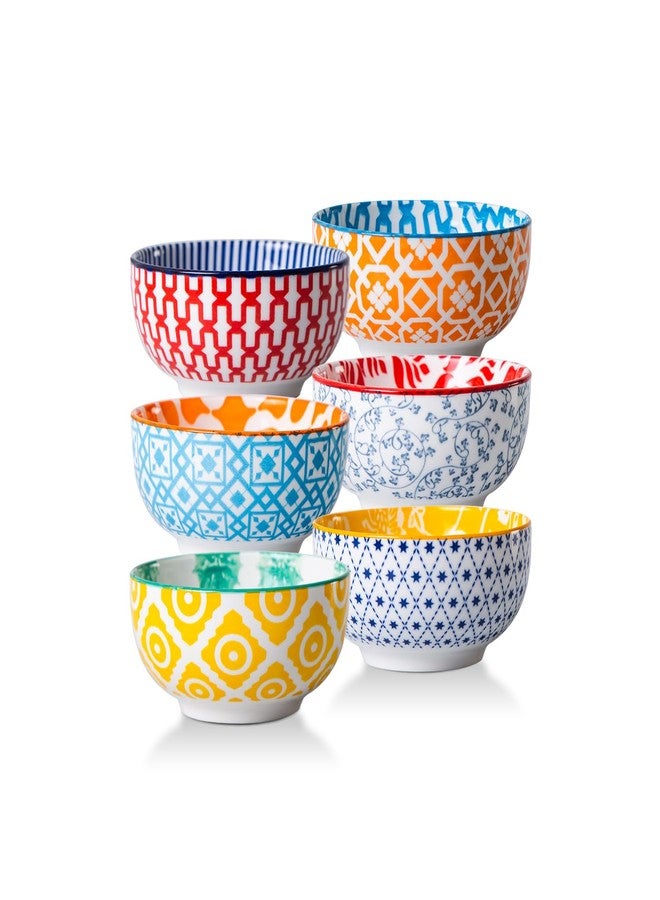 Cerkik Ceramic Dipping Bowls Set - Mini 4 Oz Dessert Bowls - Small 3.5 Inch Porcelain Bowls for Side Dishes, Snack, Yogurt, Appetizer - Microwave Dishwasher Safe - Set of 6 - Assorted Colors - Image 1