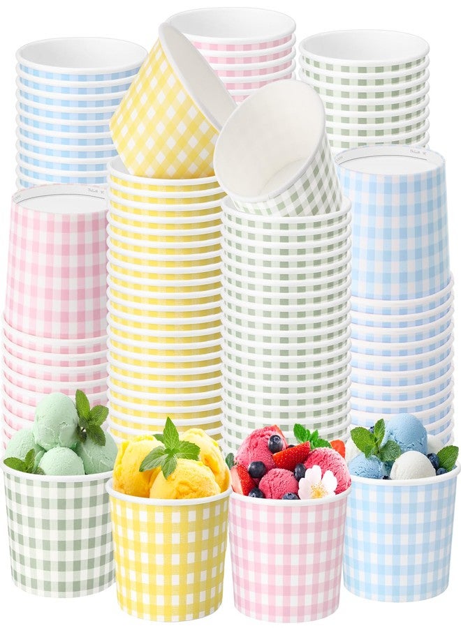 Pickmesh 120 Pcs 9 oz Ice Cream Cups Disposable Pastel Gingham Paper soup Bowl Green Yellow Multicolor Dessert Cups Hot Cold Food for Spring Camp Barbecue Baby Shower Wedding Birthday Party Supplies - Image 1