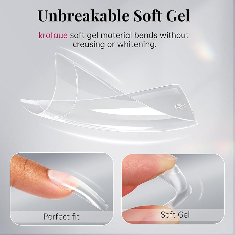 krofaue 500pcs clear false nails tips lady french style acrylic artificial tip manicure with box of 10 sizes for nail art salons and home diy, 483, A-27 - Image 5
