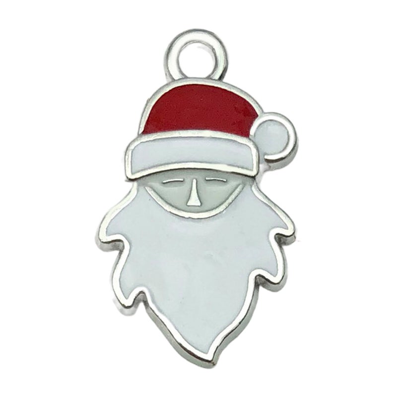 White K Oil Drop Alloy Santa Christmas Tree DIY Earring Pendants Santa 24x15mm-1.3g-19659