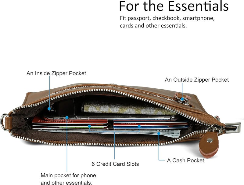 befen Genuine Leather Wristlet Clutch Wallet Purses Small Crossbody Bags for Women with RFID Blocking Card Slots - Image 4