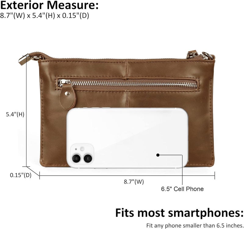 befen Genuine Leather Wristlet Clutch Wallet Purses Small Crossbody Bags for Women with RFID Blocking Card Slots - Image 5