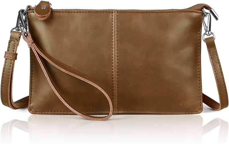 befen Genuine Leather Wristlet Clutch Wallet Purses Small Crossbody Bags for Women with RFID Blocking Card Slots - Image 1