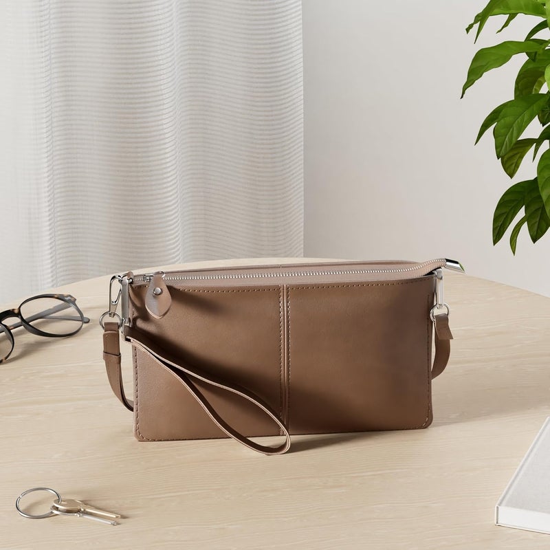 befen Genuine Leather Wristlet Clutch Wallet Purses Small Crossbody Bags for Women with RFID Blocking Card Slots - Image 2