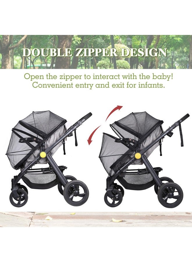 LIHAO Universal Mosquito Net for Stroller, Baby Bug Net with Two-Way Zippers & Storage Bag, Breathable & Foldable Mosquito Nets for Strollers,Car Seat,Bassinet,Cradle (Black) - Image 2