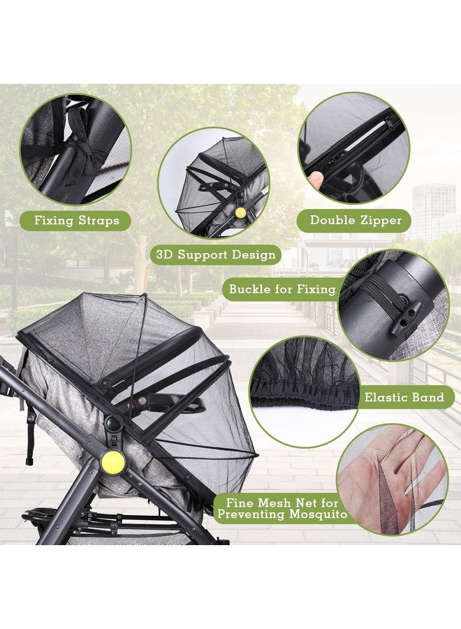 LIHAO Universal Mosquito Net for Stroller, Baby Bug Net with Two-Way Zippers & Storage Bag, Breathable & Foldable Mosquito Nets for Strollers,Car Seat,Bassinet,Cradle (Black) - Image 1