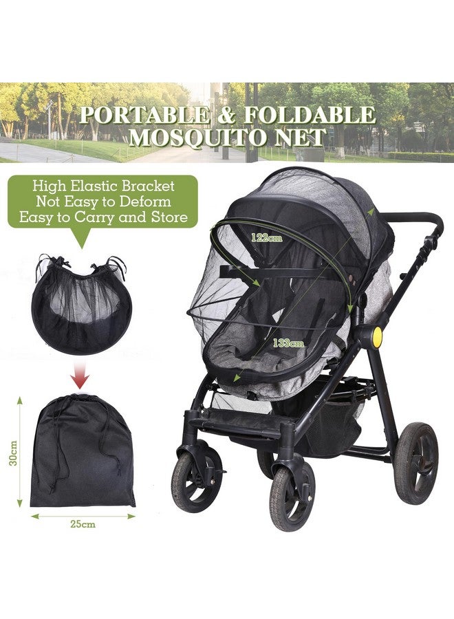 LIHAO Universal Mosquito Net for Stroller, Baby Bug Net with Two-Way Zippers & Storage Bag, Breathable & Foldable Mosquito Nets for Strollers,Car Seat,Bassinet,Cradle (Black) - Image 3
