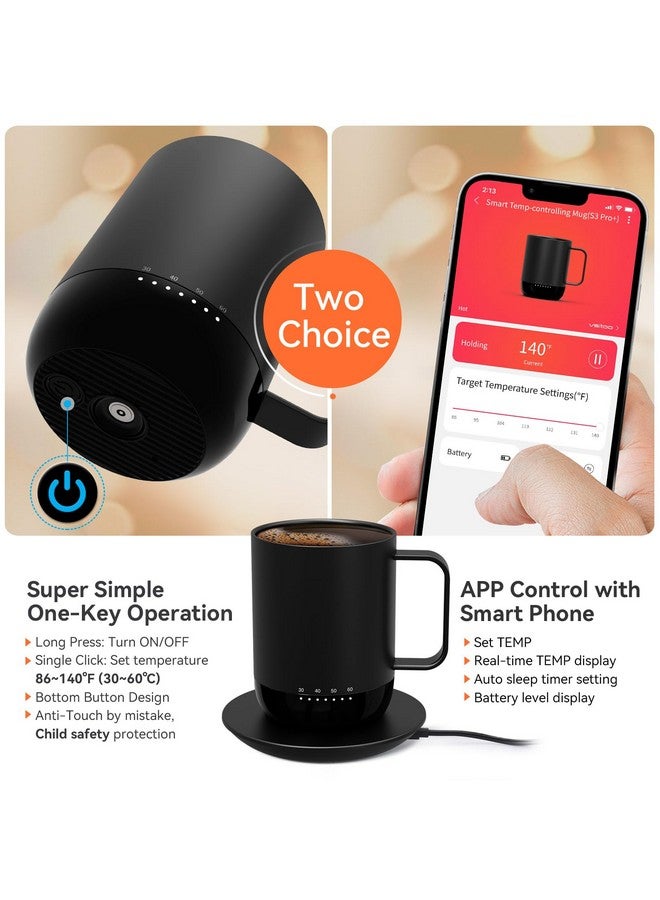 vsitoo vsitoo S3 Pro+ Temperature Control Self Heating Smart Mug 14 oz, Improved Design,Smart LED Light/APP Control/Auto Sleep/5 Level Temperature Setting  - Image 4