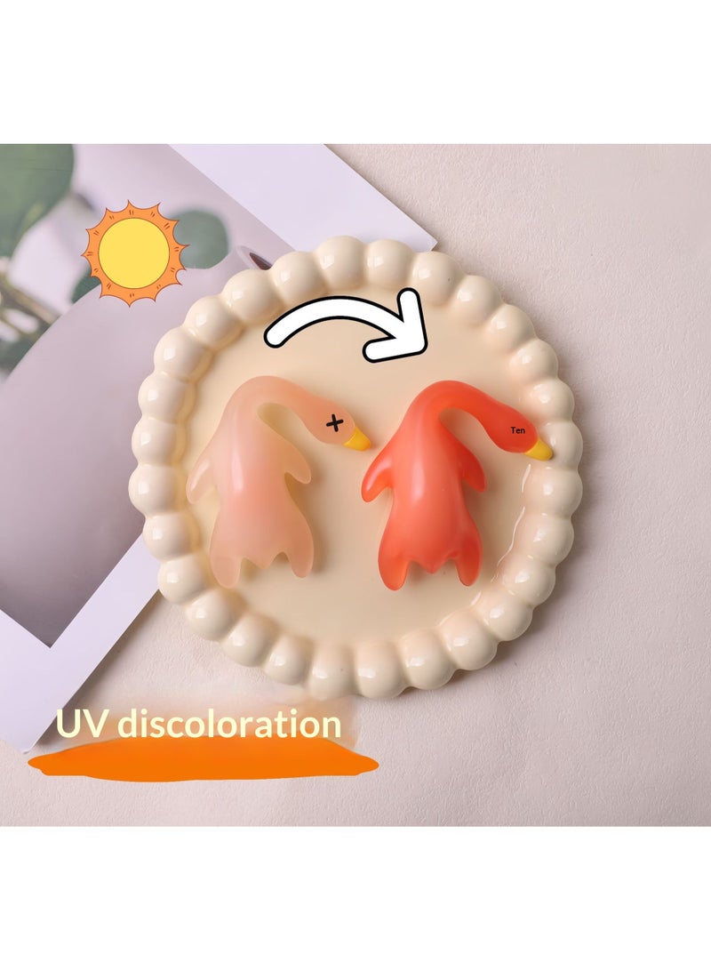 قطعة واحدة من قلادة السيارة، سلسلة مفاتيح، تعليقة هاتف، قلادة متغيرة اللون بالأشعة فوق البنفسجية على شكل بطة مشوية، تستشعر درجة الحرارة، زينة وقلادات للسيارة - Image 5