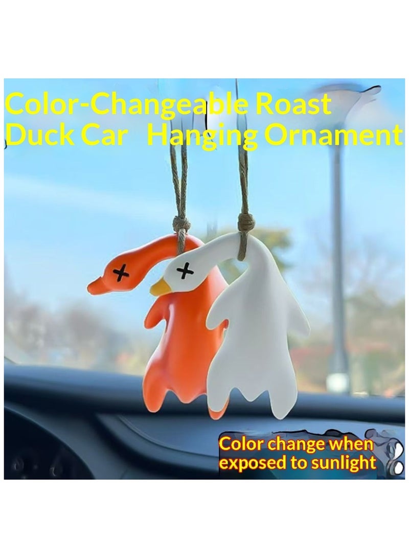 قطعة واحدة من قلادة السيارة، سلسلة مفاتيح، تعليقة هاتف، قلادة متغيرة اللون بالأشعة فوق البنفسجية على شكل بطة مشوية، تستشعر درجة الحرارة، زينة وقلادات للسيارة - Image 1