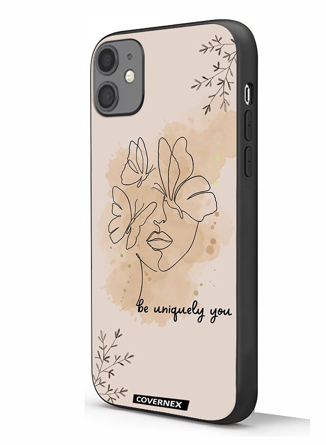 Covernex Apple iPhone 11 Protective Case Cover Printed Featuring Be Uniquely You A Face And Butterflies - Image 1