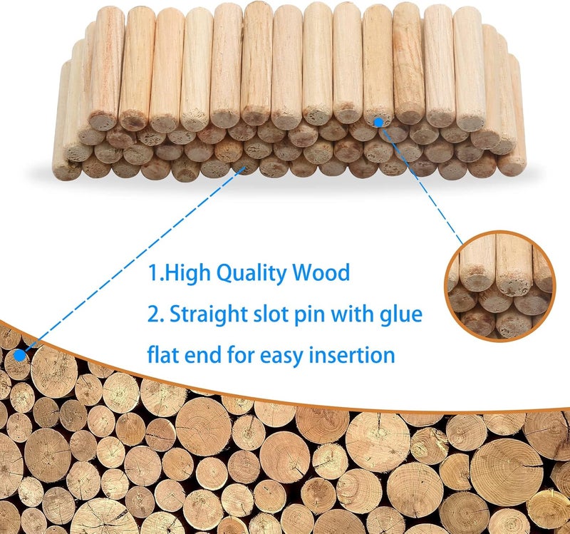 BokWin 200 حبة دبابيس خشبية 6 مم × 30 مم (تقريبًا 1/4" × 1-1/5") دبابيس خشبية مجففة في الفرن ومزخرفة، دبابيس خشبية للحرف اليدوية - Image 4