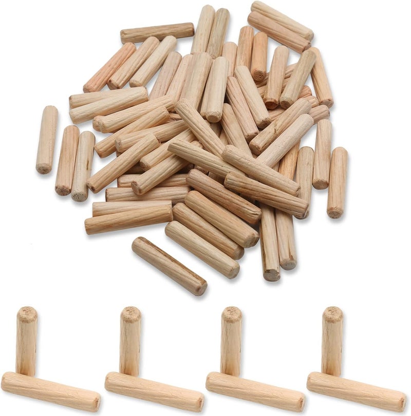 BokWin 200 حبة دبابيس خشبية 6 مم × 30 مم (تقريبًا 1/4" × 1-1/5") دبابيس خشبية مجففة في الفرن ومزخرفة، دبابيس خشبية للحرف اليدوية - Image 2