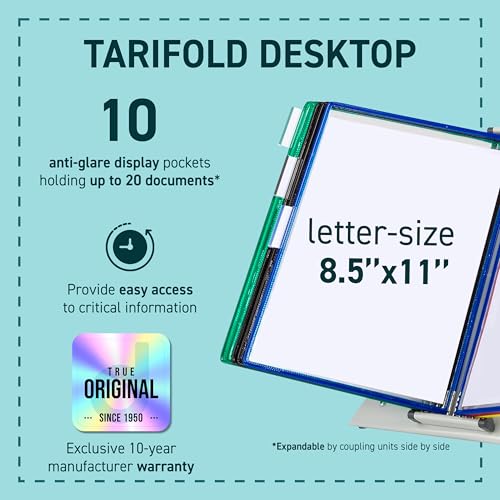 Tarifold DJOIS by Tarifold - Desktop Reference & Display System - Durable Steel Wire Frames - Letter-Size - 10 Double-Sided Pockets - 20 Sheet Capacity - Expandable - Made in France - Assorted Colors - Image 4