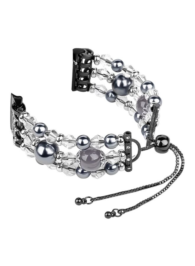 NIBEMINENT Replacment Band Strap For Fitbit Versa Black/Clear/Silver - Image 1