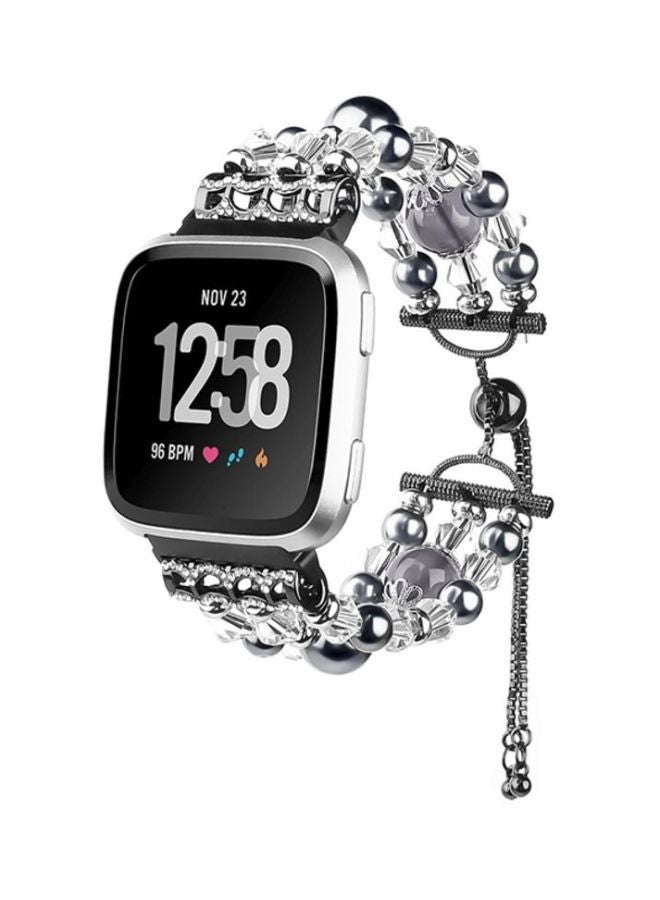 NIBEMINENT Replacment Band Strap For Fitbit Versa Black/Clear/Silver - Image 3