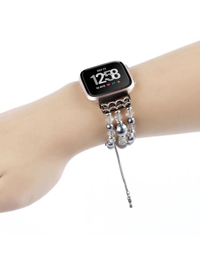 NIBEMINENT Replacment Band Strap For Fitbit Versa Black/Clear/Silver - Image 4