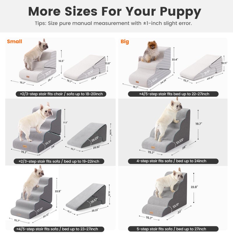 Gardner Pet Dog Stairs for Small Dogs 16.5" H, 2 in 1 Transformable 3-Step Pet Stairs and Ramp, Dog Steps for Couch Bed (13-20 in) Non-Slip Waterproof Cover and CertiPUR-US Certified Foam, Checked - Image 3