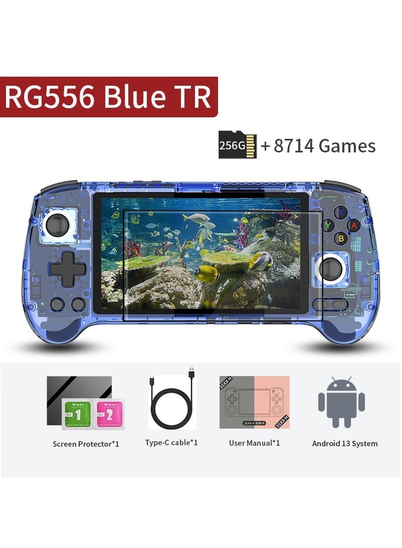 ANBERNIC  RG556 Handheld Game Console Unisoc T820 Android 13 5.48 inch AMOLED Screen 5500mAh WIFI Bluetooth Retro Video Players (Transparent blue) - Image 1