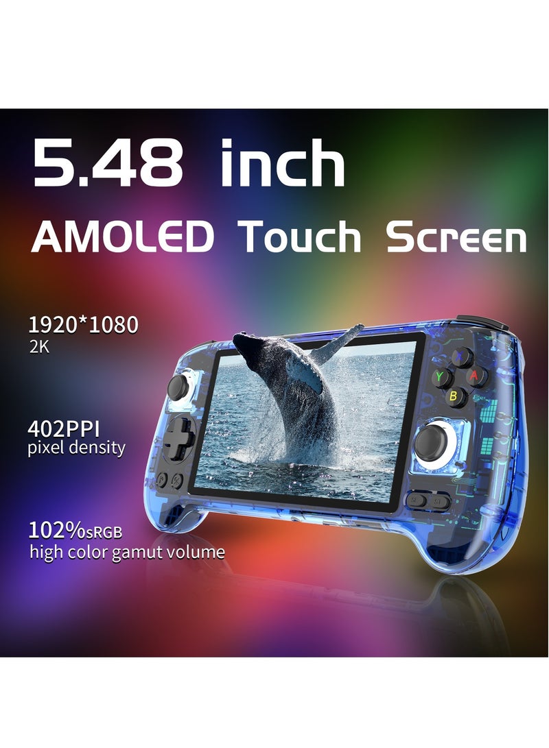 ANBERNIC  RG556 Handheld Game Console Unisoc T820 Android 13 5.48 inch AMOLED Screen 5500mAh WIFI Bluetooth Retro Video Players (Transparent blue) - Image 3