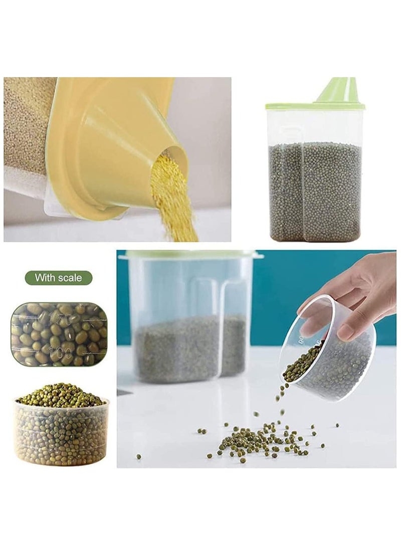 SKY-TOUCH SKY-TOUCH 4 pcs Food Storage Containers 2.5L Cereal Containers with Measuring Cup Kitchen Pantry Airtight Plastic Storage Organizer Food Grade and BPA Free for Cereal Dry Food Flour and Sugar - Image 3