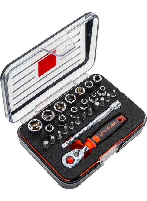C00-27PH5 1/4" 6 Corner Socket Set 27 Pieces (P.box)