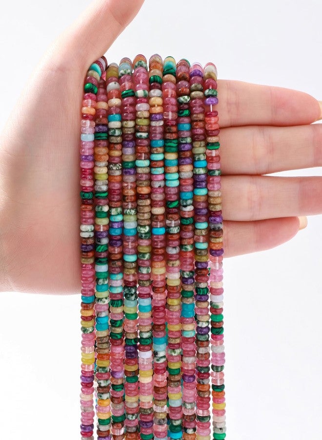 nusgnirps Natural Dark Mix Colored Stone Disk Spacer Beads 6x2mm 38cm/str Flat Rondelle Loose Semi Gemstone Caps for Making Bracelets Necklace - Image 4