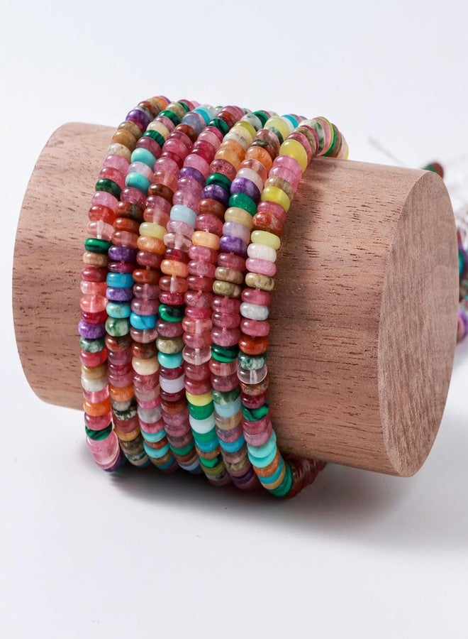 nusgnirps Natural Dark Mix Colored Stone Disk Spacer Beads 6x2mm 38cm/str Flat Rondelle Loose Semi Gemstone Caps for Making Bracelets Necklace - Image 2